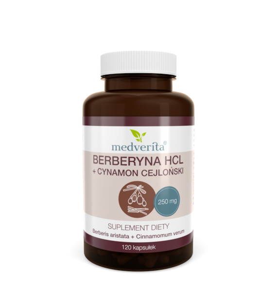 Medverita Berberyna HCL 98% 250mg + Cynamon 120 k.