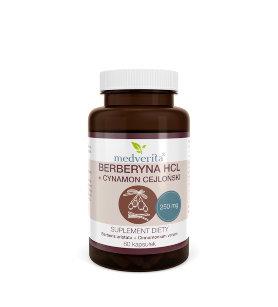 Medverita Berberyna HCL 98% 250mg + Cynamon 60 k.