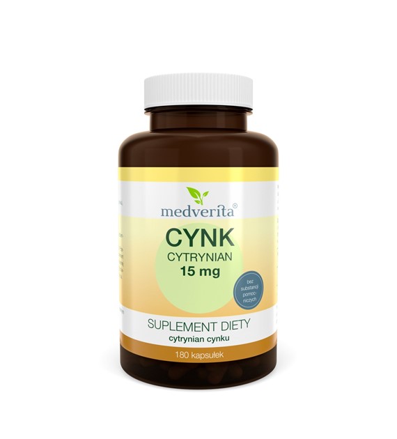 Medverita Cynk cytrynian 15 mg 180 kapsułek