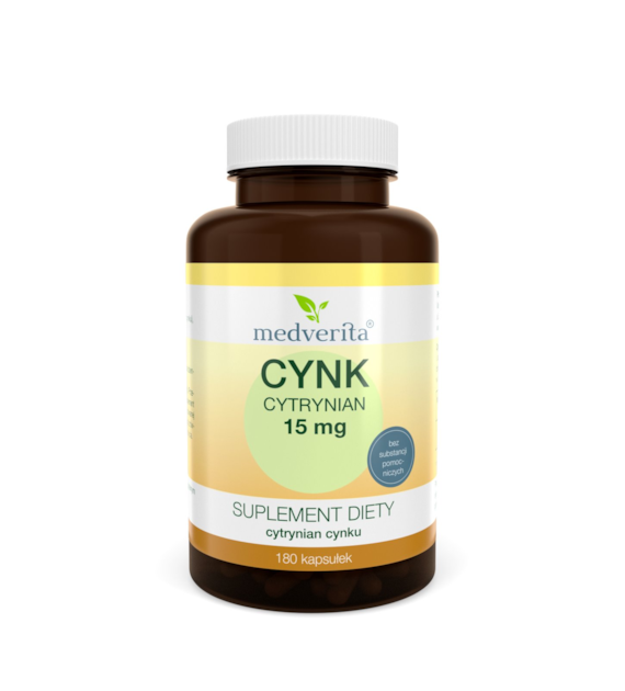 Medverita Cynk cytrynian 15 mg 180 kapsułek