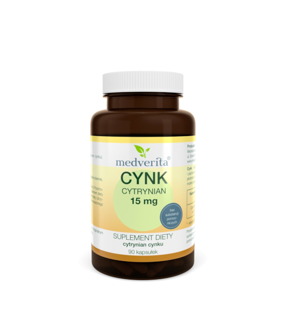 Medverita Cynk cytrynian 15 mg 90 kapsułek