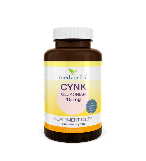 Medverita Cynk glukonian 15 mg 180 kapsułek
