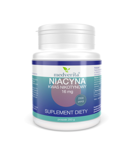 Medverita Niacyna 16 mg kwas nikotynowy 250 g